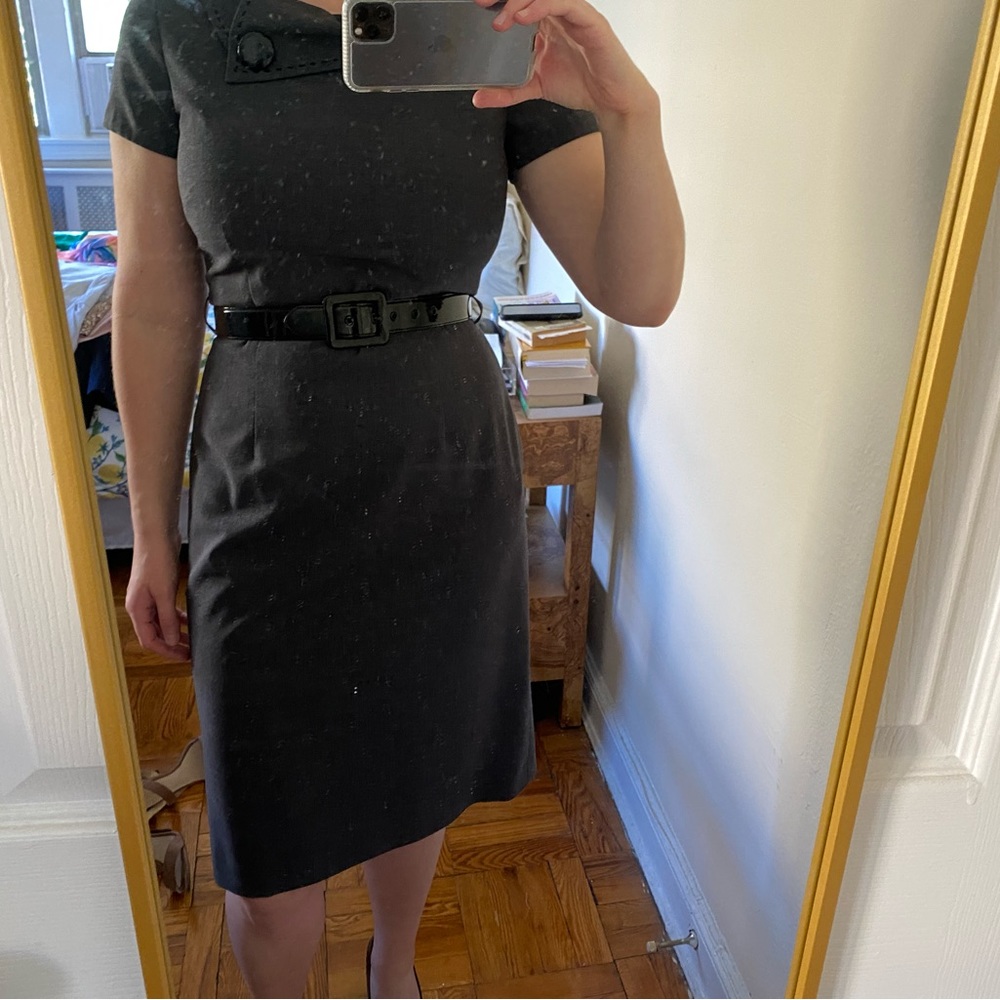 Belted cowlneck Tahari professional dress